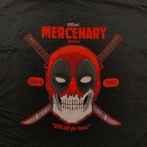 Deadpool Mercenary "will kill for tacos" TSHIRT 4X